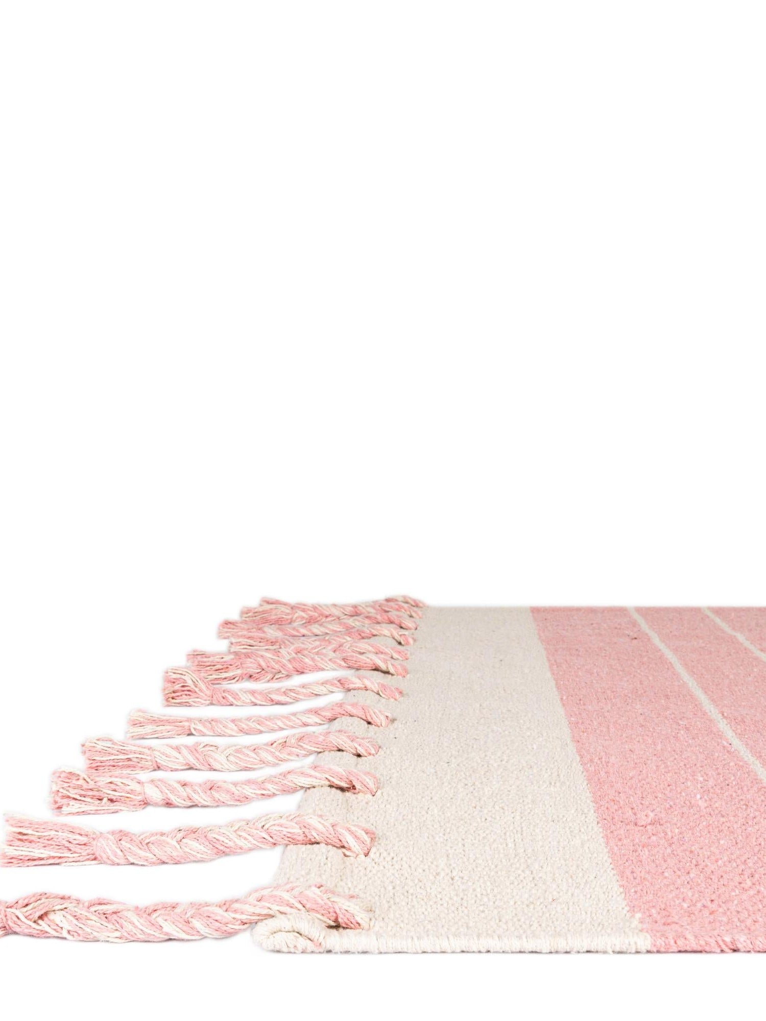 Pink and White 2' 7 x 10' Chindi Cotton Runner Area Rug Interior Design Home Decor Carpet Mat for Sale at Rug Engine