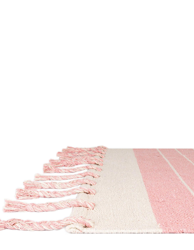 Pink and White 3' x 10' Chindi Cotton Runner Rug