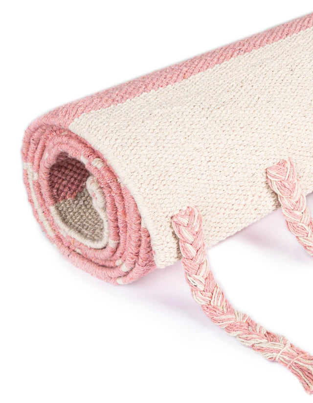 Pink and White 3' x 10' Chindi Cotton Runner Rug