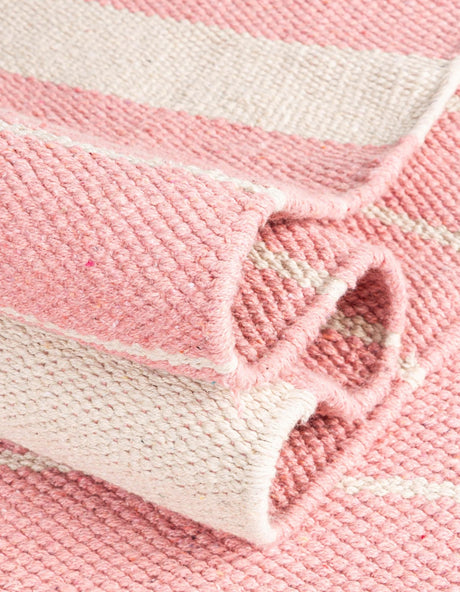 Pink and White 3' x 10' Chindi Cotton Runner Rug