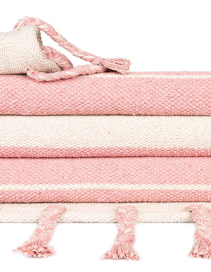 Pink and White 3' x 10' Chindi Cotton Runner Rug