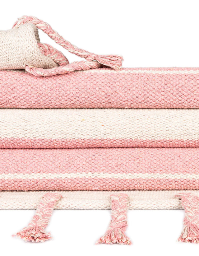 Pink and White 3' x 10' Chindi Cotton Runner Rug