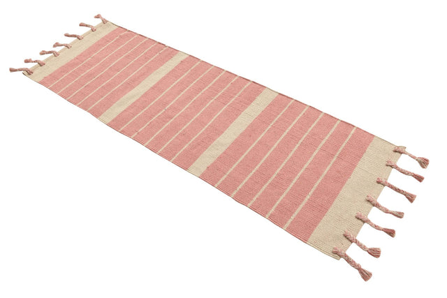 Pink and White 2' 2 x 6' 1 Chindi Cotton Runner Rug