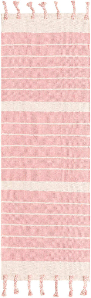 Pink and White 2' 2 x 6' 1 Chindi Cotton Runner Rug