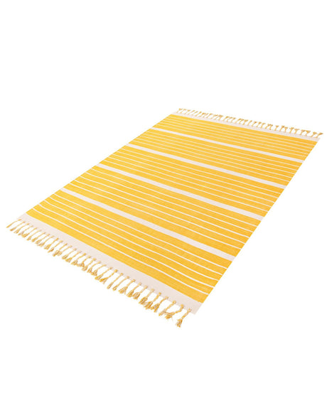 Gold and White 8' x 10' Chindi Cotton Rectangle Area Rug Interior Design Home Decor Carpet Mat for Sale at Rug Engine