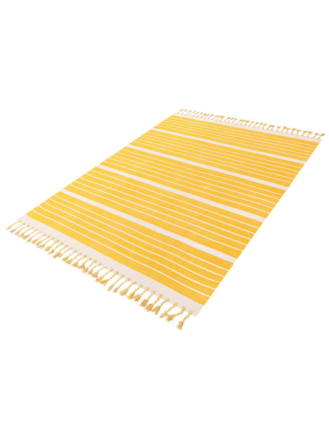 Gold and White 8' x 10' Chindi Cotton Rectangle Rug