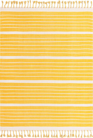 Gold and White 8' x 10' Chindi Cotton Rectangle Rug