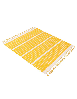 Gold and White 6' 1 x 9' Chindi Cotton Rectangle Rug