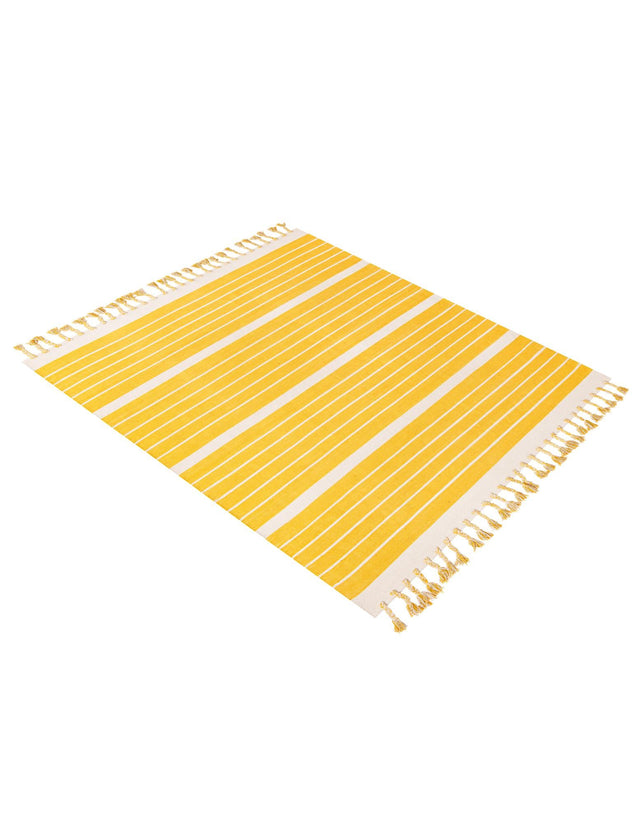 Gold and White 6' 1 x 9' Chindi Cotton Rectangle Rug