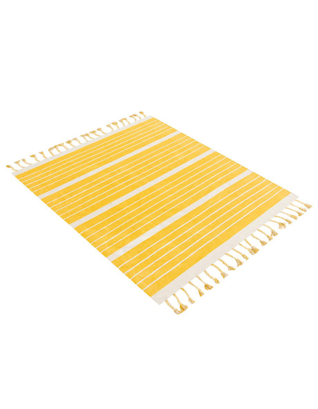 Gold and White 5' 1 x 8' Chindi Cotton Rectangle Area Rug Interior Design Home Decor Carpet Mat for Sale at Rug Engine