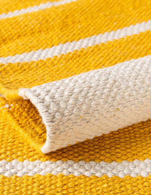 Gold and White 6' 1 x 9' Chindi Cotton Rectangle Rug
