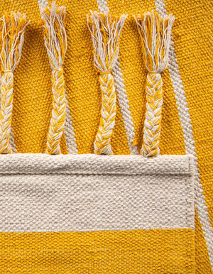 Gold and White 6' 1 x 9' Chindi Cotton Rectangle Rug