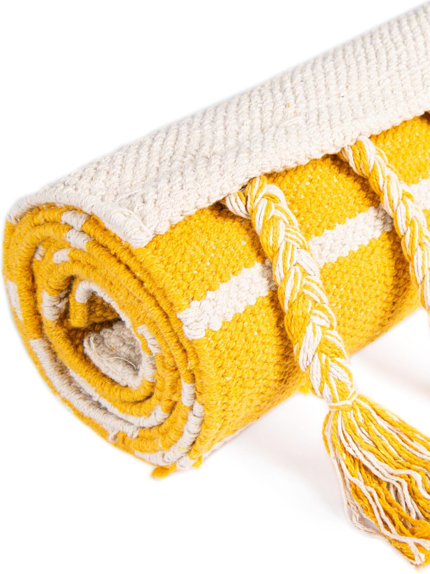 Gold and White 4' 1 x 6' 1 Chindi Cotton Rectangle Area Rug Interior Design Home Decor Carpet Mat for Sale at Rug Engine