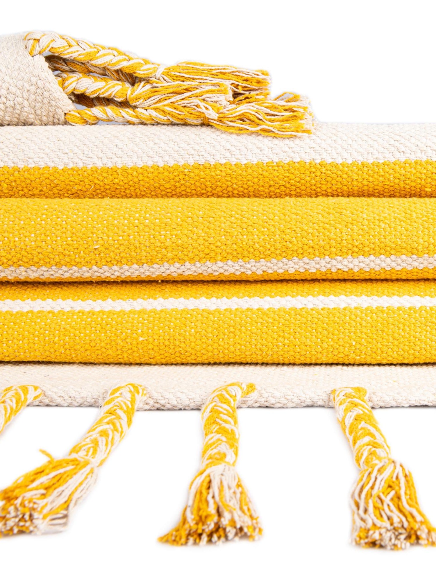 Gold and White 4' 1 x 6' 1 Chindi Cotton Rectangle Area Rug Interior Design Home Decor Carpet Mat for Sale at Rug Engine