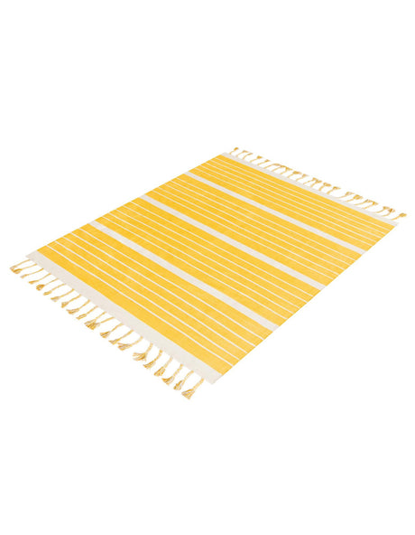 Gold and White 5' 1 x 8' Chindi Cotton Rectangle Area Rug Interior Design Home Decor Carpet Mat for Sale at Rug Engine