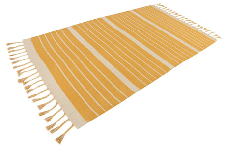 Gold and White 5' 1 x 8' Chindi Cotton Rectangle Area Rug Interior Design Home Decor Carpet Mat for Sale at Rug Engine