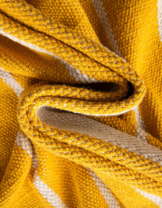 Gold and White 7' 1 x 7' 1 Chindi Cotton Square Rug