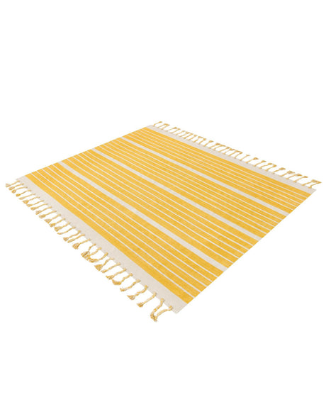 Gold and White 7' 1 x 7' 1 Chindi Cotton Square Area Rug Interior Design Home Decor Carpet Mat for Sale at Rug Engine