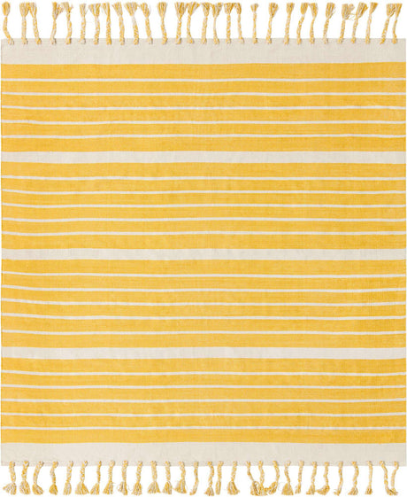 Gold and White 7' 1 x 7' 1 Chindi Cotton Square Rug