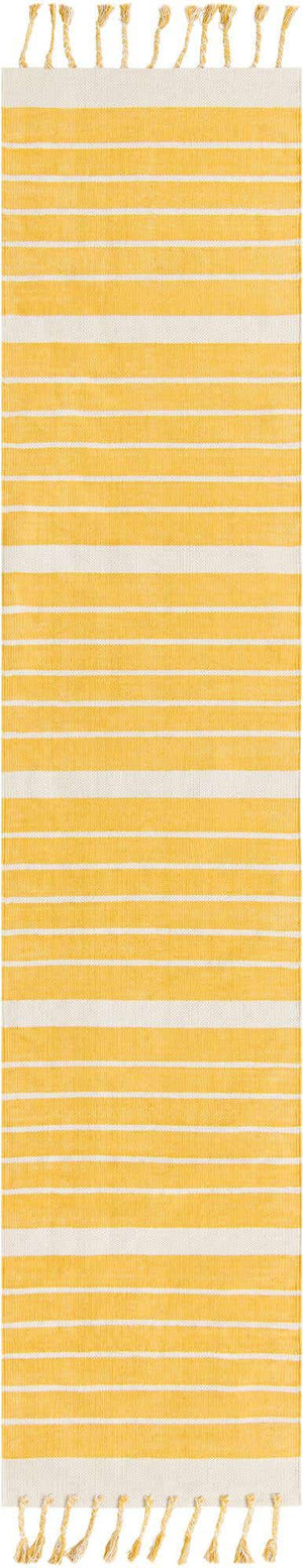 Gold and White 3' x 12' Chindi Cotton Runner Rug