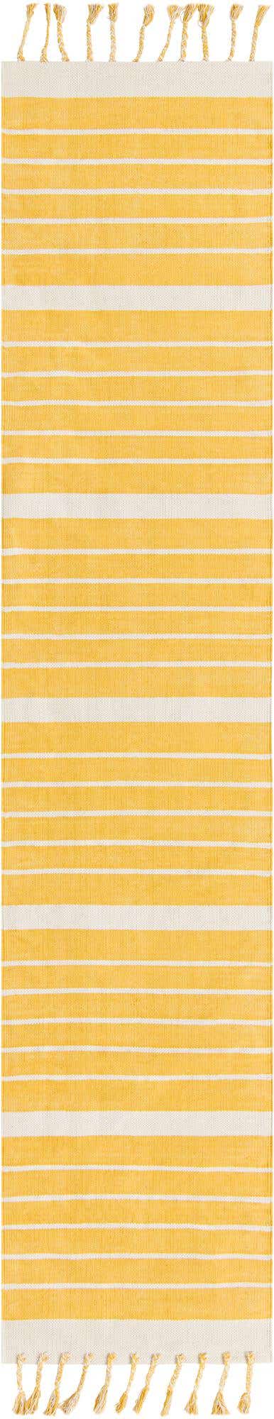 Gold and White 3' x 12' Chindi Cotton Runner Rug
