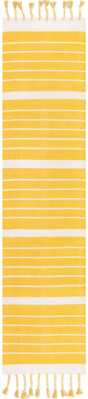 Gold and White 3' x 10' Chindi Cotton Runner Rug