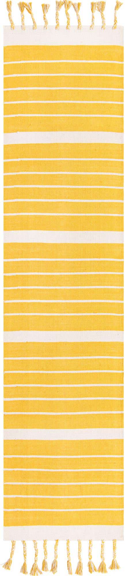 Gold and White 3' x 10' Chindi Cotton Runner Rug