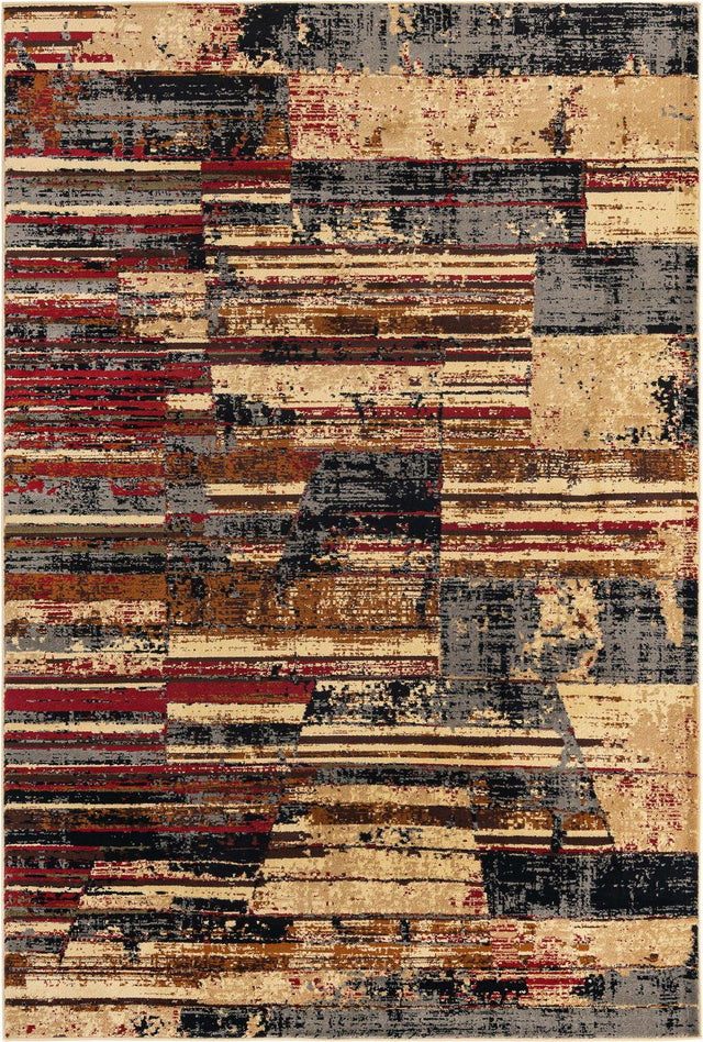 Multicolor 6' 1 x 9' Saturn Rectangle Area Rug Stain Resistant Easy Clean Classic Vintage Design Durable Carpet for Affordable Home Interiors for Sale at Rug Engine