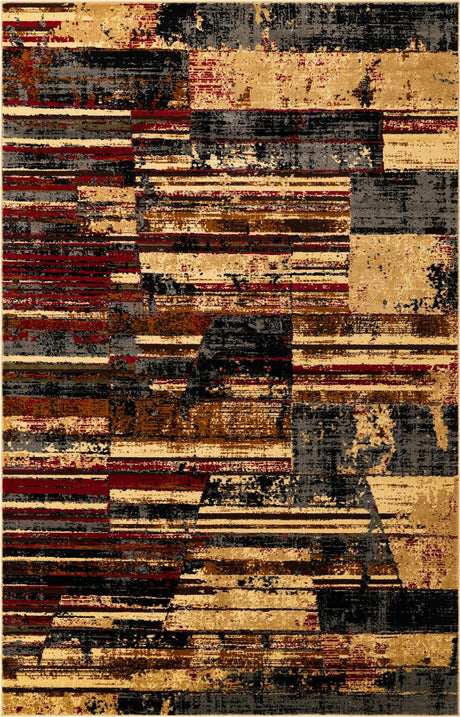 Multicolor 5' 3 x 8' Saturn Rectangle Area Rug Stain Resistant Easy Clean Classic Vintage Design Durable Carpet for Affordable Home Interiors for Sale at Rug Engine