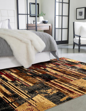 Multicolor 5' 3 x 8' Saturn Rectangle Area Rug Stain Resistant Easy Clean Classic Vintage Design Durable Carpet for Affordable Home Interiors for Sale at Rug Engine