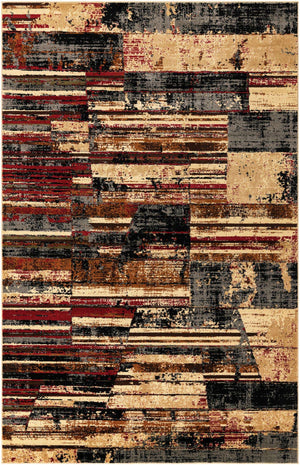 Multicolor 5' 3 x 8' Saturn Rectangle Area Rug Stain Resistant Easy Clean Classic Vintage Design Durable Carpet for Affordable Home Interiors for Sale at Rug Engine
