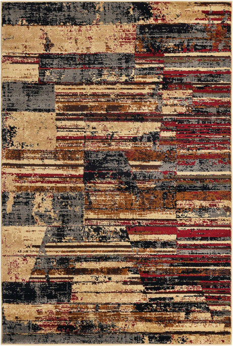 Multicolor 4' 1 x 6' 1 Saturn Rectangle Area Rug Stain Resistant Easy Clean Classic Vintage Design Durable Carpet for Affordable Home Interiors for Sale at Rug Engine