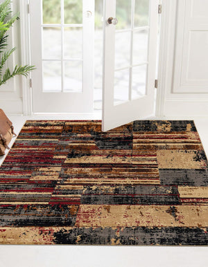 Multicolor 5' 3 x 5' 3 Saturn Square Area Rug Stain Resistant Easy Clean Classic Vintage Design Durable Carpet for Affordable Home Interiors for Sale at Rug Engine