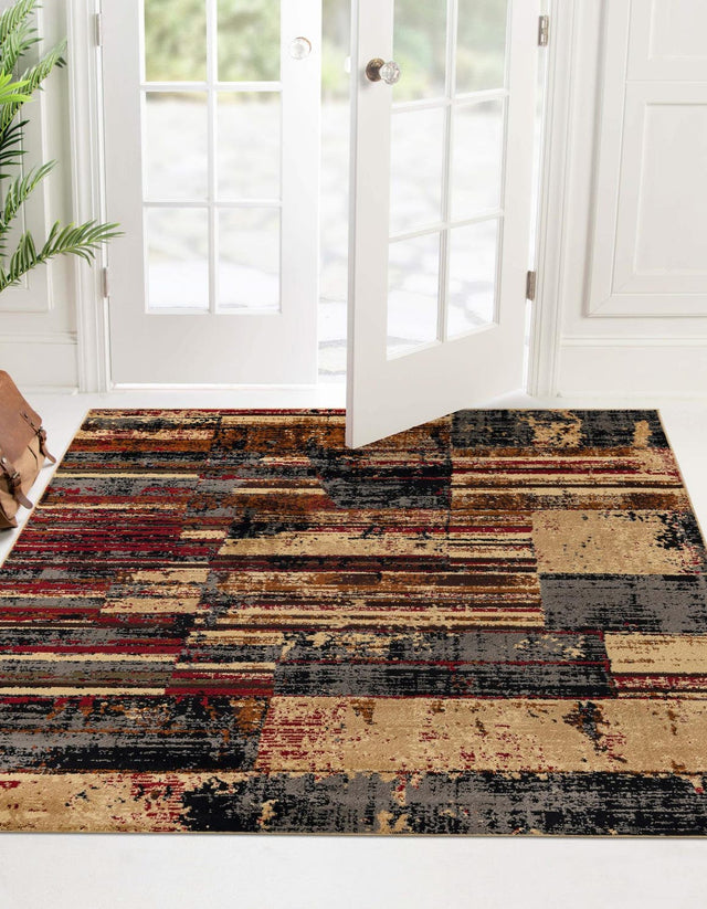 Multicolor 5' 3 x 5' 3 Saturn Square Area Rug Stain Resistant Easy Clean Classic Vintage Design Durable Carpet for Affordable Home Interiors for Sale at Rug Engine