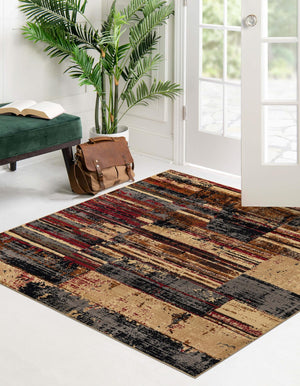 Multicolor 5' 3 x 5' 3 Saturn Square Area Rug Stain Resistant Easy Clean Classic Vintage Design Durable Carpet for Affordable Home Interiors for Sale at Rug Engine