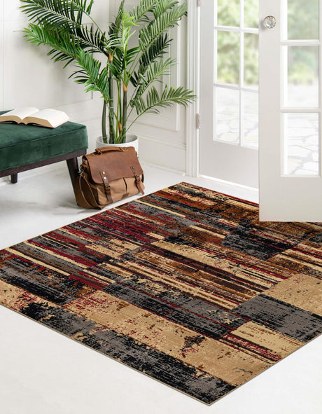 Multicolor 5' 3 x 5' 3 Saturn Square Area Rug Stain Resistant Easy Clean Classic Vintage Design Durable Carpet for Affordable Home Interiors for Sale at Rug Engine