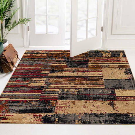 Multicolor 7' 10 x 7' 10 Saturn Square Area Rug Stain Resistant Easy Clean Classic Vintage Design Durable Carpet for Affordable Home Interiors for Sale at Rug Engine