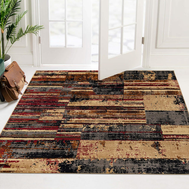 Multicolor 7' 10 x 7' 10 Saturn Square Area Rug Stain Resistant Easy Clean Classic Vintage Design Durable Carpet for Affordable Home Interiors for Sale at Rug Engine