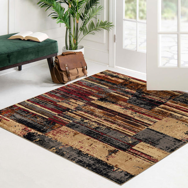 Multicolor 7' 10 x 7' 10 Saturn Square Area Rug Stain Resistant Easy Clean Classic Vintage Design Durable Carpet for Affordable Home Interiors for Sale at Rug Engine