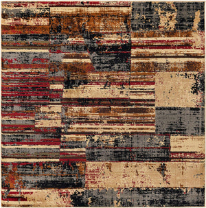 Multicolor 5' 3 x 5' 3 Saturn Square Area Rug Stain Resistant Easy Clean Classic Vintage Design Durable Carpet for Affordable Home Interiors for Sale at Rug Engine