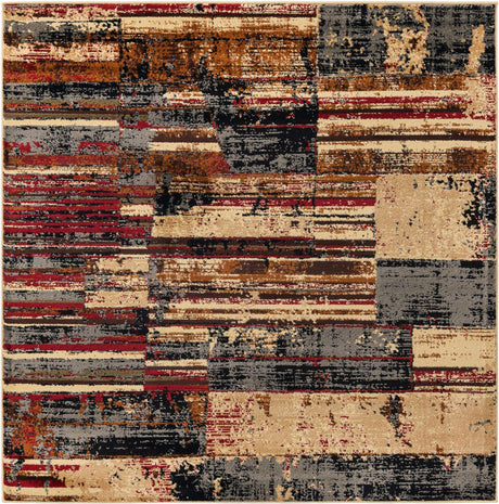 Multicolor 5' 3 x 5' 3 Saturn Square Area Rug Stain Resistant Easy Clean Classic Vintage Design Durable Carpet for Affordable Home Interiors for Sale at Rug Engine