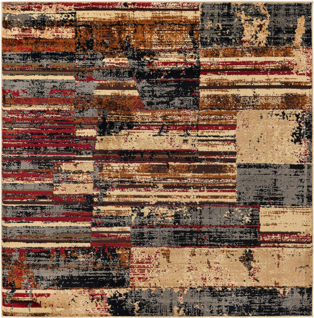 Multicolor 5' 3 x 5' 3 Saturn Square Area Rug Stain Resistant Easy Clean Classic Vintage Design Durable Carpet for Affordable Home Interiors for Sale at Rug Engine