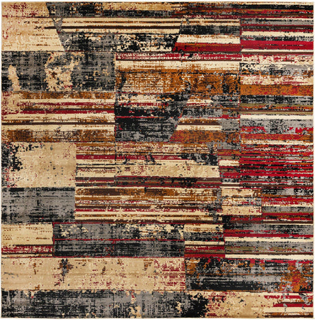 Multicolor 7' 10 x 7' 10 Saturn Square Area Rug Stain Resistant Easy Clean Classic Vintage Design Durable Carpet for Affordable Home Interiors for Sale at Rug Engine