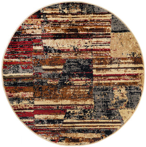 Multicolor 3' 1 x 3' 1 Saturn Round Area Rug Stain Resistant Easy Clean Classic Vintage Design Durable Carpet for Affordable Home Interiors for Sale at Rug Engine