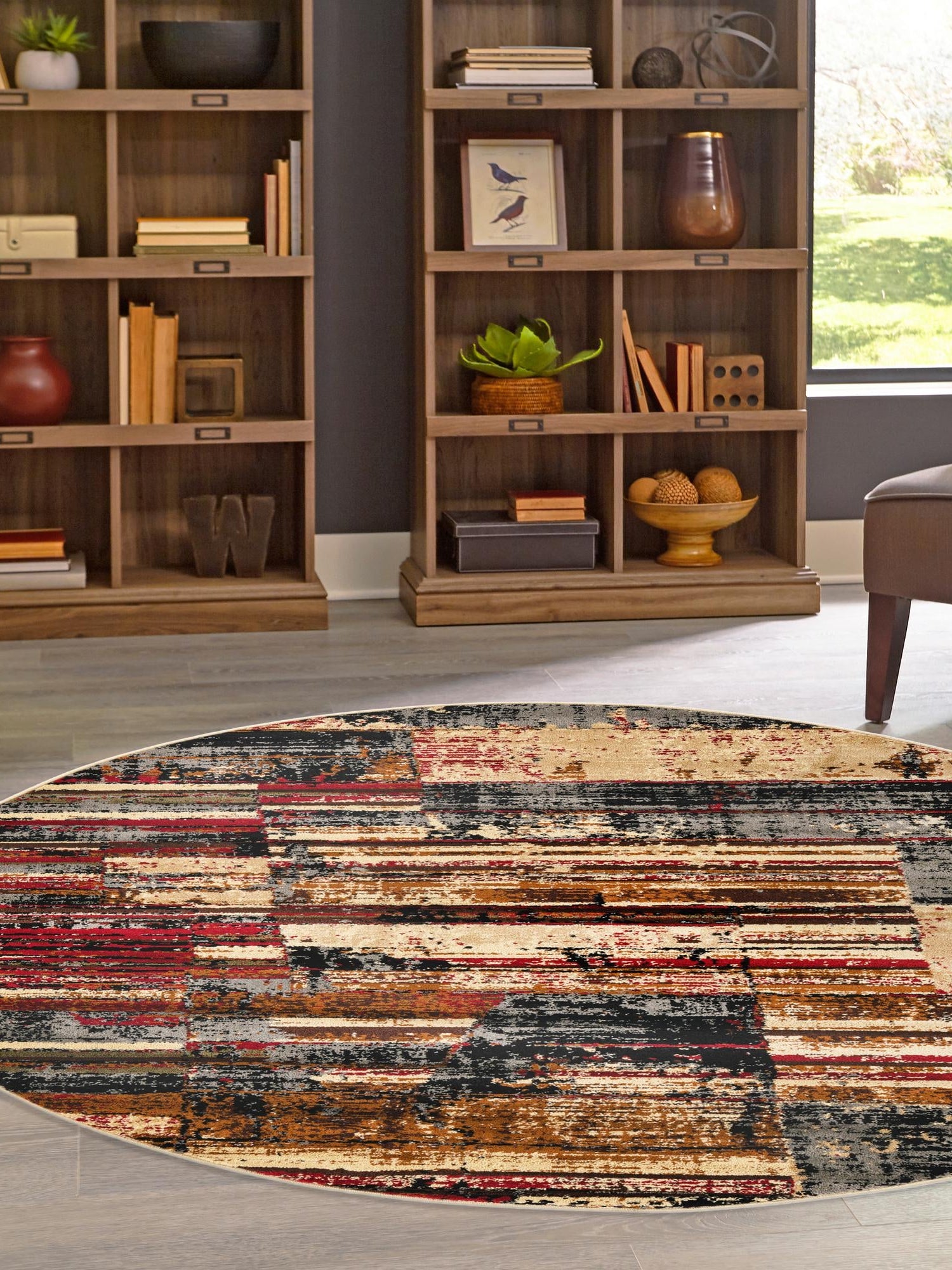 Multicolor 3' 1 x 3' 1 Saturn Round Area Rug Stain Resistant Easy Clean Classic Vintage Design Durable Carpet for Affordable Home Interiors for Sale at Rug Engine