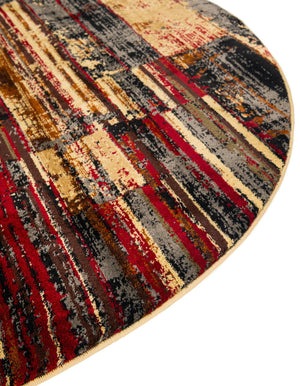 Multicolor 7' 1 x 7' 1 Saturn Round Area Rug Stain Resistant Easy Clean Classic Vintage Design Durable Carpet for Affordable Home Interiors for Sale at Rug Engine