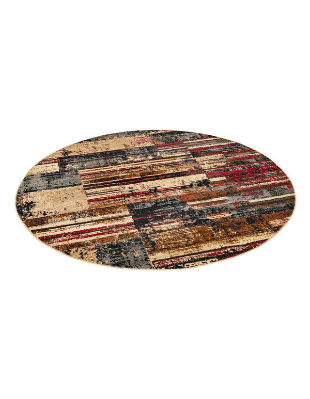 Multicolor 5' 3 x 5' 3 Saturn Round Area Rug Stain Resistant Easy Clean Classic Vintage Design Durable Carpet for Affordable Home Interiors for Sale at Rug Engine