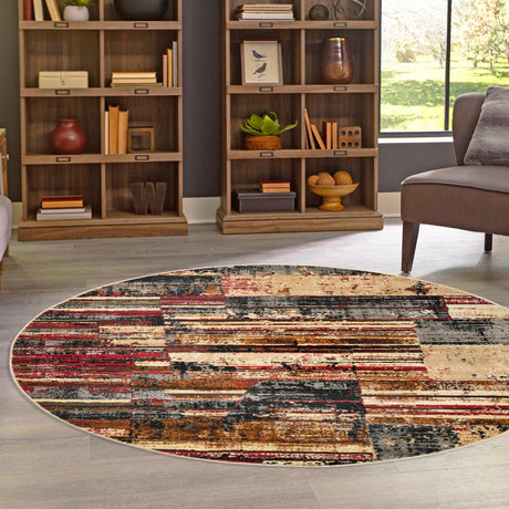 Multicolor 7' 10 x 7' 10 Saturn Round Area Rug Stain Resistant Easy Clean Classic Vintage Design Durable Carpet for Affordable Home Interiors for Sale at Rug Engine