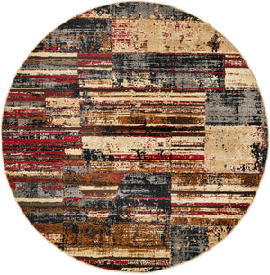 Multicolor 5' 3 x 5' 3 Saturn Round Area Rug Stain Resistant Easy Clean Classic Vintage Design Durable Carpet for Affordable Home Interiors for Sale at Rug Engine