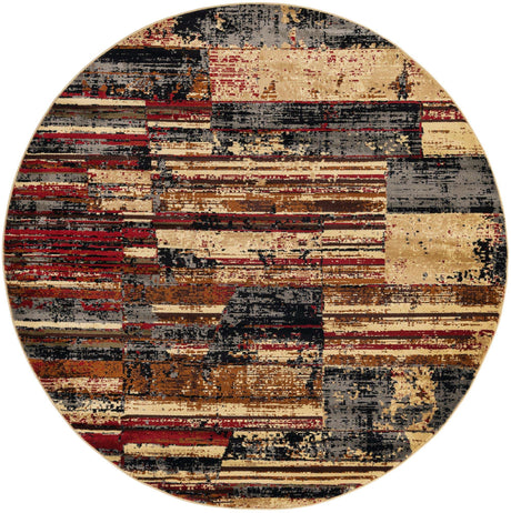 Multicolor 7' 1 x 7' 1 Saturn Round Area Rug Stain Resistant Easy Clean Classic Vintage Design Durable Carpet for Affordable Home Interiors for Sale at Rug Engine